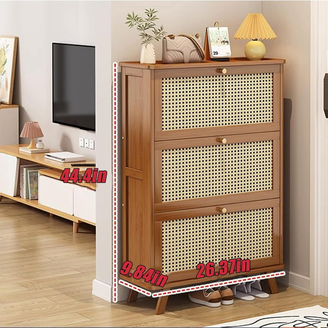 7 Tier Bamboo  Large Capacity with Shelf Free Standing Shoe Cabinet